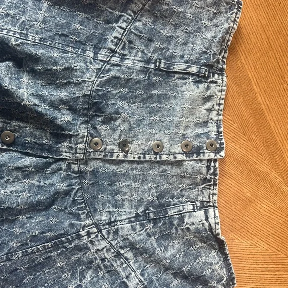 True Vintage Blue Denim Pleated Long Button Down Skirt Women’s Size XS/S Western - Picture 8 of 9